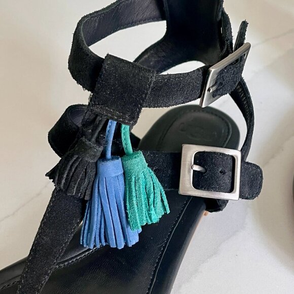 UGG Lecia Black Leather and Suede Ankle Wrap Sandal Size 9 NWOT - Picture 9 of 16